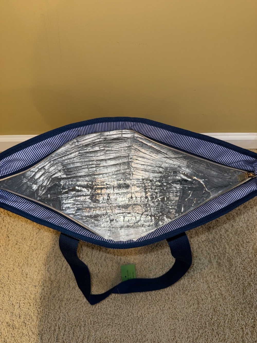 kate spade navy & white striped nylon tote with gold logo - Picture 5 of 9